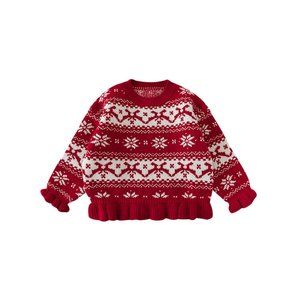 Qiu Duomeng girls Christmas red sweater 2023 winter new style children's embroid